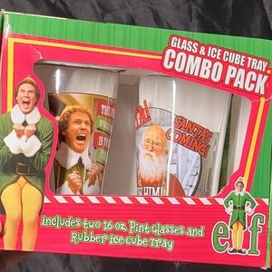 Buddy The Elf Movie Pint Glasses & Ice Cube Tray Combo Pack NWT